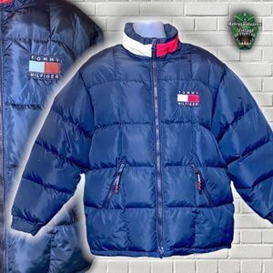 VINTAGE 1990’s Tommy Hilfiger Down Puffer Gorpcore Style Parka Jacket, XL